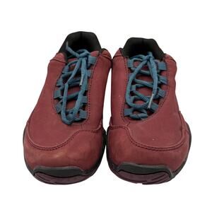 KURU Chicane Shoes Women's 8 Burgundy Teal-Blue Accent Leather Hiking Sneaker